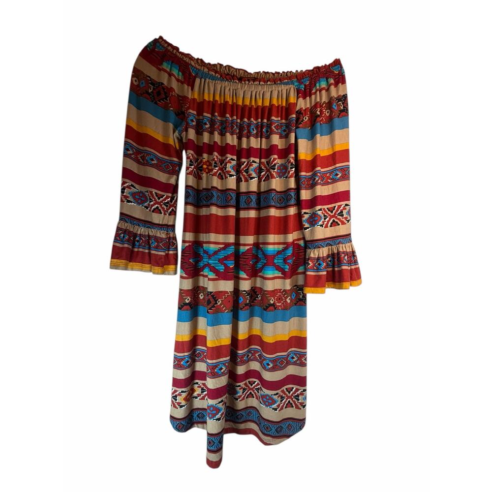 SCULLY Serape Red Aztec Peasant Dress - Size M - Picture 8 of 8